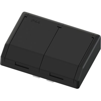 Namron Edge stikkontakt dobbel innfelt IP44 matt sort - 1510623 Namron Edge stikkontakt dobbel innfelt IP44 matt sort - 1510623