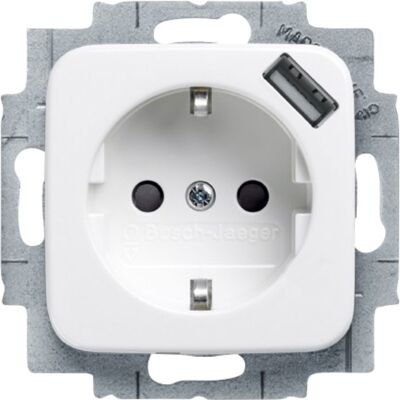 Stikkontakt enkel m/USB og jord u/ramme Hvit Jussi ABB - 1517946 Stikkontakt enkel m/USB og jord u/ramme Hvit Jussi ABB - 1517946