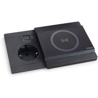 EVOline Circle80 Slide Qi 1x stikk USB-A/C Sort - 1567069 EVOline Circle80 Slide Qi 1x stikk USB-A/C Sort - 1567069