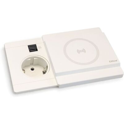 EVOline Circle80 Slide Qi 1x stikk USB-A/C Hvit - 1567070 EVOline Circle80 Slide Qi 1x stikk USB-A/C Hvit - 1567070
