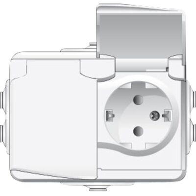 AquaBest Norwesco Stikkontakt dobbel påvegg Hvit IP44 AquaBest - 1585306 AquaBest Norwesco Stikkontakt dobbel påvegg Hvit IP44 AquaBest - 1585306