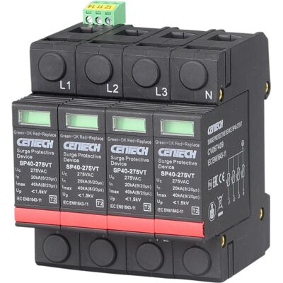Cenika Overspenningsvern 4P type 2 pluggbar 275V m/signalkontakt - 1601191 Cenika Overspenningsvern 4P type 2 pluggbar 275V m/signalkontakt - 1601191