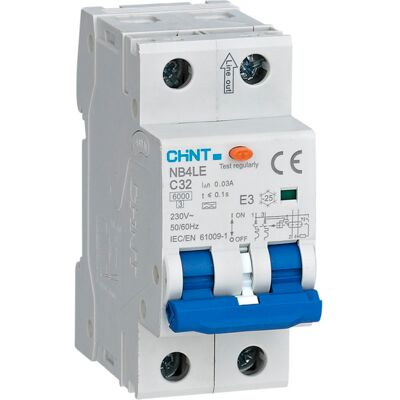 Chint JORDFEILAUTOMAT ELEKTRONISK 2POL 20A C-KAR 30MA - 1602089 Chint JORDFEILAUTOMAT ELEKTRONISK 2POL 20A C-KAR 30MA - 1602089
