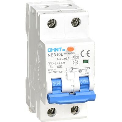 Chint JORDFEILAUTOMAT 2P 20A B-KAR 2 MODUL 30 mA - 1616609 Chint JORDFEILAUTOMAT 2P 20A B-KAR 2 MODUL 30 mA - 1616609