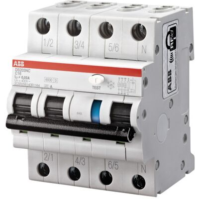 ABB Electrification 3p C 20A DS203NC - Jordfeilautomat ABB Electrification 3p C 20A DS203NC - Jordfeilautomat