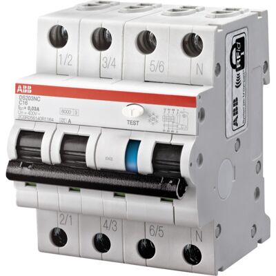 Jordfeilautomat 3p B 20A DS203NC B20/30mA 230V-IT ABB - 1623968 Jordfeilautomat 3p B 20A DS203NC B20/30mA 230V-IT ABB - 1623968