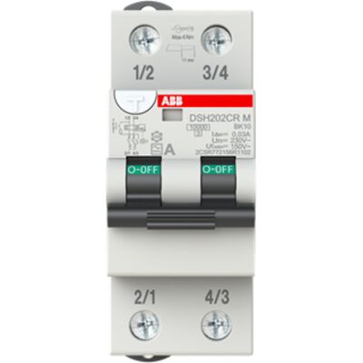 Jordfeilautomat 2pol DSH202CR M Bk10A/30mA ABB - 1629900 Jordfeilautomat 2pol DSH202CR M Bk10A/30mA ABB - 1629900