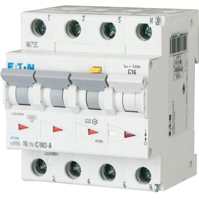 Eaton 120658 4-polig jordfeilautomat og sikringsbryter - 30 mA, 6 kA Eaton 120658 4-polig jordfeilautomat og sikringsbryter - 30 mA, 6 kA