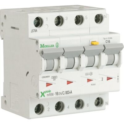Eaton - Jordfeilautomat mRB4-25/3N/C/003-A - 25A, 30mA, 3P+N Eaton - Jordfeilautomat mRB4-25/3N/C/003-A - 25A, 30mA, 3P+N