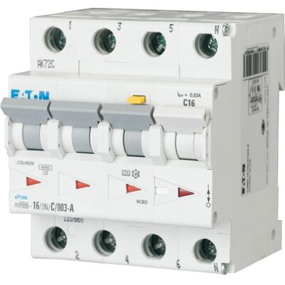 JORDFEILAUTOMAT mBR6-10/3N/C/01-A 4-pol Eaton - 1654847 JORDFEILAUTOMAT mBR6-10/3N/C/01-A 4-pol Eaton - 1654847