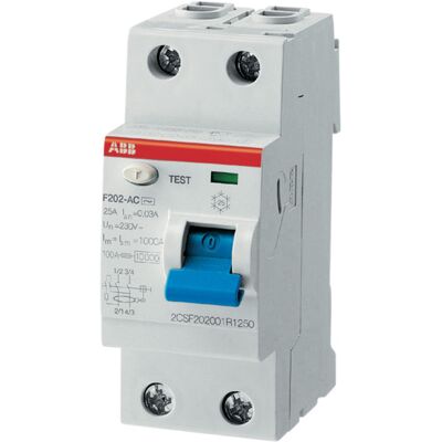Jordfeilbryter F202 A 2p 25A/30mA ABB - 1662901 Jordfeilbryter F202 A 2p 25A/30mA ABB - 1662901