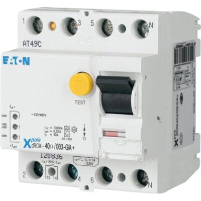 Eaton FRCDM-25/4/003-G/B Feilstrømsbryter 25A 4p 30mA Eaton FRCDM-25/4/003-G/B Feilstrømsbryter 25A 4p 30mA