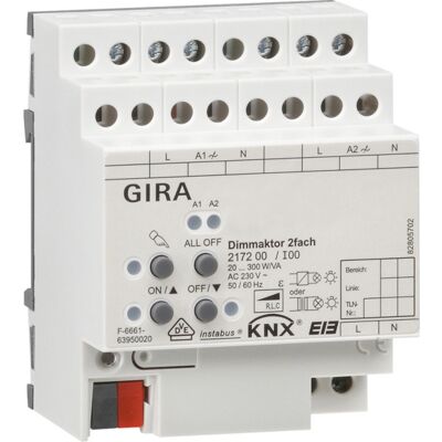 Gira Universaldimmer - 2x300W - KNX/EIB - 217200 Gira Universaldimmer - 2x300W - KNX/EIB - 217200