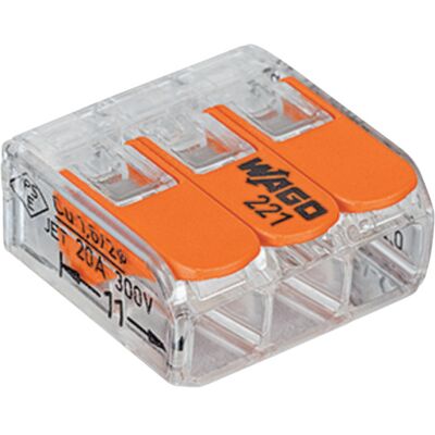 Wago koblingsklemme 221-613 3-leder Transparent 5stk - 59058 Wago koblingsklemme 221-613 3-leder Transparent 5stk - 59058