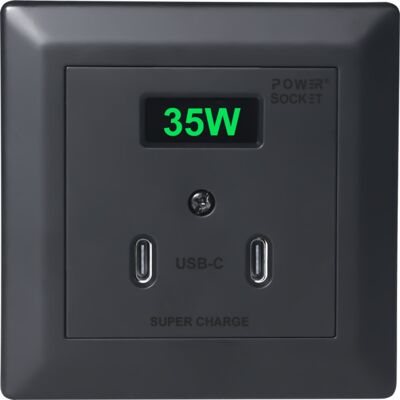 Namron Powersocket 2xUSB-C lader 35W Sort - 6603282 Namron Powersocket 2xUSB-C lader 35W Sort - 6603282