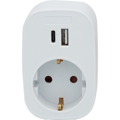 J&EL adapter USB A+C og 16A stikkontakt hvit - 93120 J&EL adapter USB A+C og 16A stikkontakt hvit - 93120