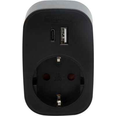 J&EL adapter USB A+C og 16A stikkontakt sort - 93121 J&EL adapter USB A+C og 16A stikkontakt sort - 93121