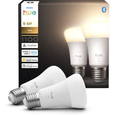 Philips Hue W E27 lyskilde 1100lm A60 2pk - 61003 Philips Hue W E27 lyskilde 1100lm A60 2pk - 61003