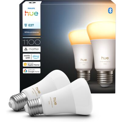 Philips Hue WA E27 lyskilde 1100lm A60 2pk - 61007 Philips Hue WA E27 lyskilde 1100lm A60 2pk - 61007