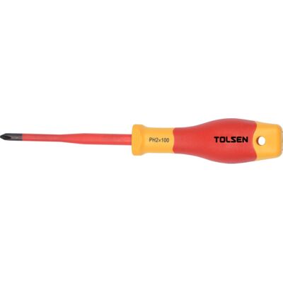 Tolsen Skrutrekker Slim VDE 1000V PH2 X100 - 92965 Tolsen Skrutrekker Slim VDE 1000V PH2 X100 - 92965