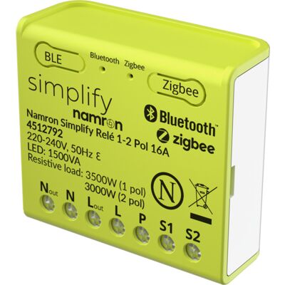 Namron Simplify Relé 1-2 Pol 16A - 4512792 Namron Simplify Relé 1-2 Pol 16A - 4512792