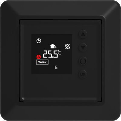 Namron Digital Termostat - 16A, Matt Svart, Gulv/rom Kontroll Namron Digital Termostat - 16A, Matt Svart, Gulv/rom Kontroll