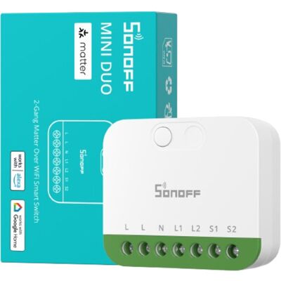 Sonoff MINI-2GS bryter 2-gang Matter over Wi-Fi - 8261083 Sonoff MINI-2GS bryter 2-gang Matter over Wi-Fi - 8261083