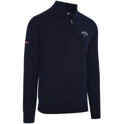 Callaway Merino Blend 1/4 Zip Genser Herre Navy L Callaway Merino Blend 1/4 Zip Genser Herre Navy L