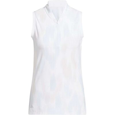 Adidas Ultimate Printed Sleeveless Pique Dame Hvit L Adidas Ultimate Printed Sleeveless Pique Dame Hvit L
