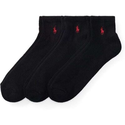 Ralph Lauren Quarter Sokker 3pk Svart Ralph Lauren Quarter Sokker 3pk Svart