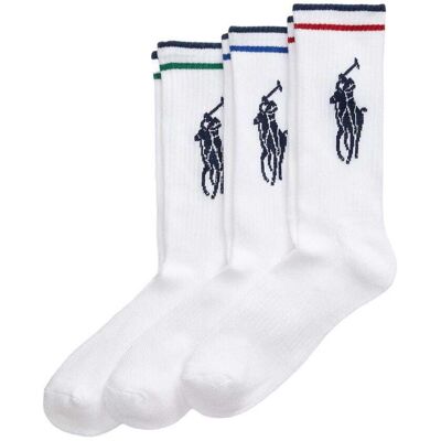 Ralph Lauren Big Pony Athletic Crew Sokker Hvit 3 Pack Ralph Lauren Big Pony Athletic Crew Sokker Hvit 3 Pack