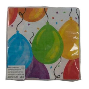 Serviett 33x33cm Pakke Med 20 Stk Partyservietter Med Ballong Motiv