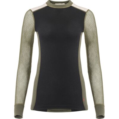 Aclima Women's WoolNet Hybrid Crew Neck Jet Black/Tarmac/Beige Melange M Aclima Women's WoolNet Hybrid Crew Neck Jet Black/Tarmac/Beige Melange M