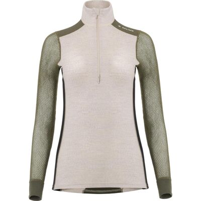Aclima Women's WoolNet Hybrid Mock Neck Beige Melange/tarmac/jet Black S Aclima Women's WoolNet Hybrid Mock Neck Beige Melange/tarmac/jet Black S