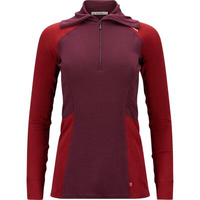 Aclima Women's WarmWool Polo Fig/Red Dahlia L Aclima Women's WarmWool Polo Fig/Red Dahlia L