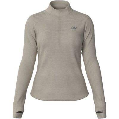 New Balance Beige Half Zip Trenings-T-Shirt New Balance Beige Half Zip Trenings-T-Shirt