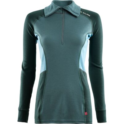 Aclima Women's WarmWool Polo North Atlantic/Green Gables/Reef Waters S Aclima Women's WarmWool Polo North Atlantic/Green Gables/Reef Waters S