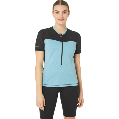 Asics Women's Fujitrail Short Sleeve Top Performance Black/Gris Blue L Asics Women's Fujitrail Short Sleeve Top Performance Black/Gris Blue L