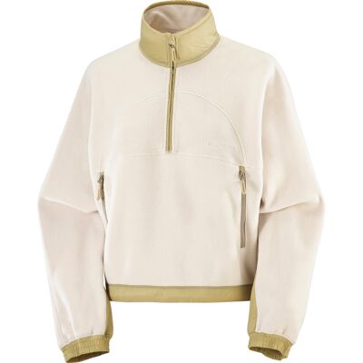 Salomon Women's Chroma Fleece Crop Half Zip Whisper White/Gray Green L Salomon Women's Chroma Fleece Crop Half Zip Whisper White/Gray Green L