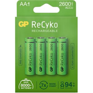 GP Batterier GP ReCyko AA-batteries 2600mAh 4-pack Green OneSize, Green