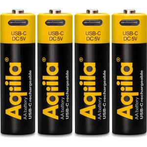 Aqiila USB-C Rechargeable AA Battery (1,5V / 2000mAh) 4-pack Black 4-pack Aqiila USB-C Rechargeable AA Battery (1,5V / 2000mAh) 4-pack Black 4-pack