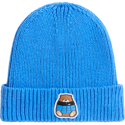The North Face Kids' TNF Logo Box Cuffed Beanie Active Blue/Nuptse Bear Patch One Size The North Face Kids' TNF Logo Box Cuffed Beanie Active Blue/Nuptse Bear Patch One Size
