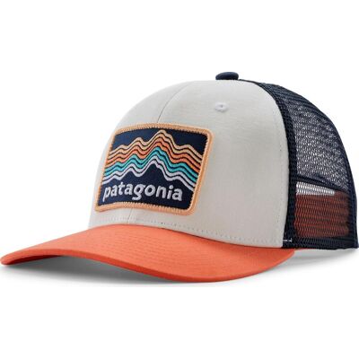 Patagonia Kids' Trucker Hat Ridge Rise Stripe: Coho Coral One Size Patagonia Kids' Trucker Hat Ridge Rise Stripe: Coho Coral One Size