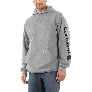 Carhartt Men's Sleeve Logo Hooded Sweatshirt Heather Grey/Black S Carhartt Men's Sleeve Logo Hooded Sweatshirt Heather Grey/Black S