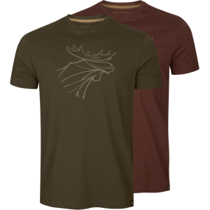 Härkila Men's Graphic T-shirt 2-pack Willow Green/Burgundy M Härkila Men's Graphic T-shirt 2-pack Willow Green/Burgundy M