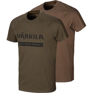 Härkila Men's Logo T-Shirt 2-Pack Willow Green/Slate Brown S Härkila Men's Logo T-Shirt 2-Pack Willow Green/Slate Brown S
