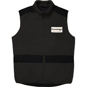 Knowledge Cotton Apparel Men's Teddy Fleece Hood Vest With Rib Stop In Contrast Color Black Jet M Knowledge Cotton Apparel Men's Teddy Fleece Hood Vest With Rib Stop In Contrast Color Black Jet M