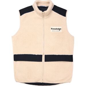 Knowledge Cotton Apparel Men's Teddy Fleece Hood Vest With Rib Stop In Contrast Color White M Knowledge Cotton Apparel Men's Teddy Fleece Hood Vest With Rib Stop In Contrast Color White M