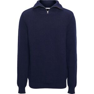 Knowledge Cotton Apparel Men's 1/2 Neck Zip Merino Wool Rib Knit Total Eclipse not_defined Knowledge Cotton Apparel Men's 1/2 Neck Zip Merino Wool Rib Knit Total Eclipse not_defined