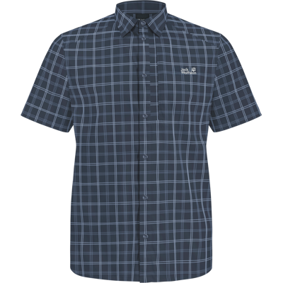 Jack Wolfskin Men's Norbo Short Sleeve Shirt Check Midnight Sky S Jack Wolfskin Men's Norbo Short Sleeve Shirt Check Midnight Sky S